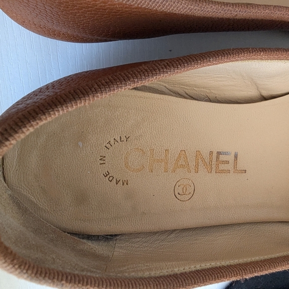 Chanel Brown Leather Loafers with Embossed Logo - Picture 10 of 15